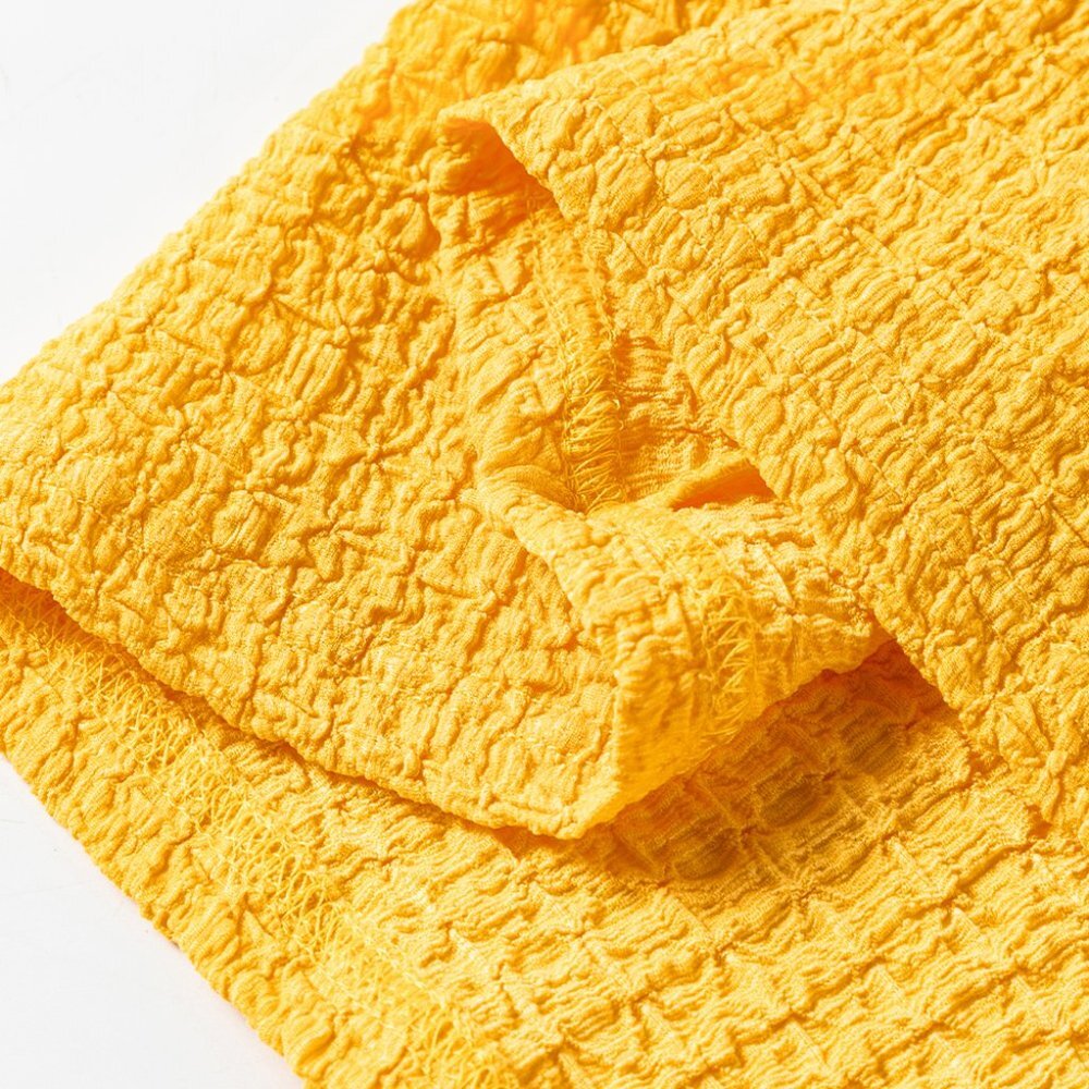 Yellow Crinkled U Neck Tank Top and Wide Leg Pants Set - Picture 10 of 15